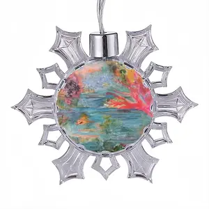 Alligator In Plastic River Christmas Pendant (Transparent Snowflake)