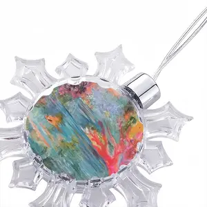 Alligator In Plastic River Christmas Pendant (Transparent Snowflake)