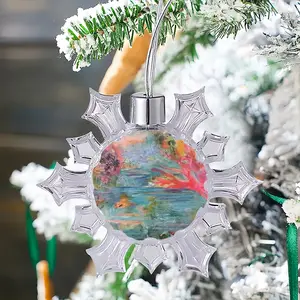 Alligator In Plastic River Christmas Pendant (Transparent Snowflake)