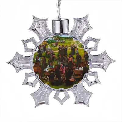 Jewish Market In The Shtetl Christmas Pendant (Transparent Snowflake)