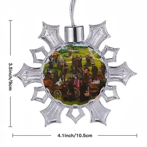 Jewish Market In The Shtetl Christmas Pendant (Transparent Snowflake)