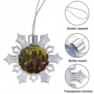 Jewish Market In The Shtetl Christmas Pendant (Transparent Snowflake)