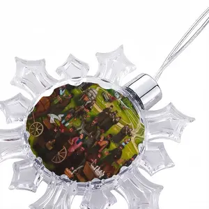 Jewish Market In The Shtetl Christmas Pendant (Transparent Snowflake)