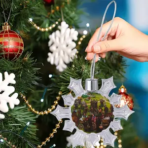 Jewish Market In The Shtetl Christmas Pendant (Transparent Snowflake)