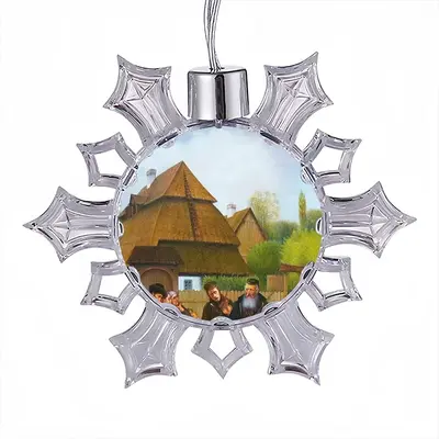 Klezmers In Shtetl Christmas Pendant (Transparent Snowflake)