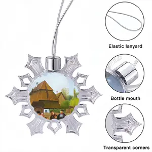 Klezmers In Shtetl Christmas Pendant (Transparent Snowflake)