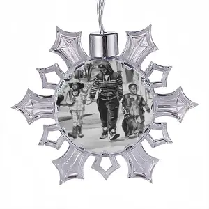 Black Fathers Matter Christmas Pendant (Transparent Snowflake)