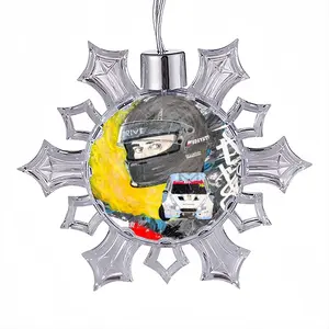 No Risk No Drift - Sport Auto Formula One Man People Christmas Pendant (Transparent Snowflake)