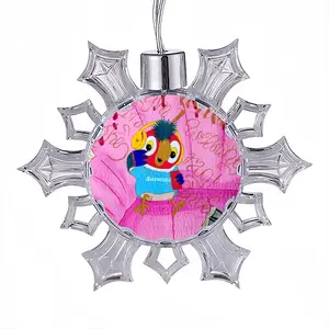 Fashionista - Bird Animals Pink Yellow Balenciaga Christmas Pendant (Transparent Snowflake)