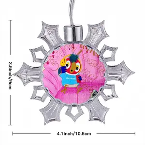 Fashionista - Bird Animals Pink Yellow Balenciaga Christmas Pendant (Transparent Snowflake)