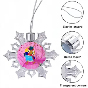 Fashionista - Bird Animals Pink Yellow Balenciaga Christmas Pendant (Transparent Snowflake)