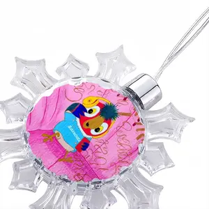 Fashionista - Bird Animals Pink Yellow Balenciaga Christmas Pendant (Transparent Snowflake)