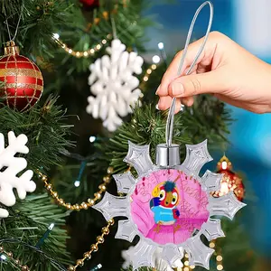 Fashionista - Bird Animals Pink Yellow Balenciaga Christmas Pendant (Transparent Snowflake)