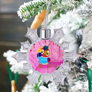 Fashionista - Bird Animals Pink Yellow Balenciaga Christmas Pendant (Transparent Snowflake)