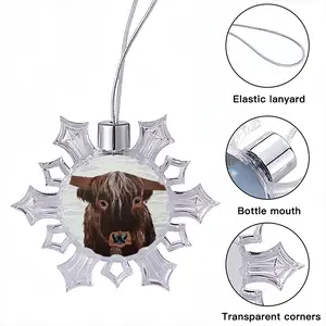 Bull - Red Bull Taurus Animals Buffalo Wild Christmas Pendant (Transparent Snowflake)