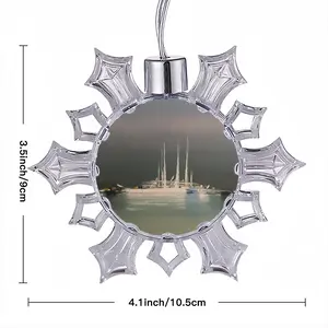 Sailboats In St Marie De La Mer Christmas Pendant (Transparent Snowflake)