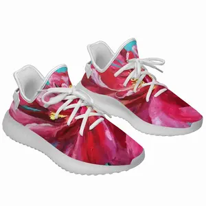 Men Bright Pink Peony Flower Acrylic Y350V1 Casual Sneakers