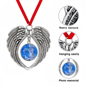 Drawing Ink - Blue Diva Christmas Wings Pendant