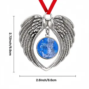 Drawing Ink - Blue Diva Christmas Wings Pendant