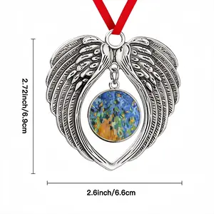 Blue Irises Christmas Wings Pendant