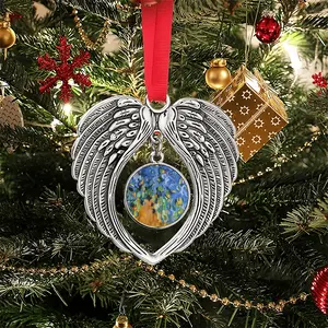 Blue Irises Christmas Wings Pendant