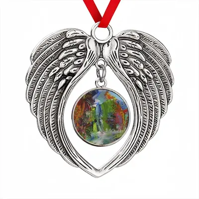 Jungle In Blue Christmas Wings Pendant