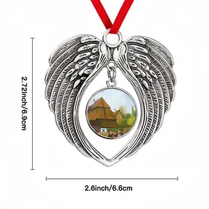 Klezmers In Shtetl Christmas Wings Pendant