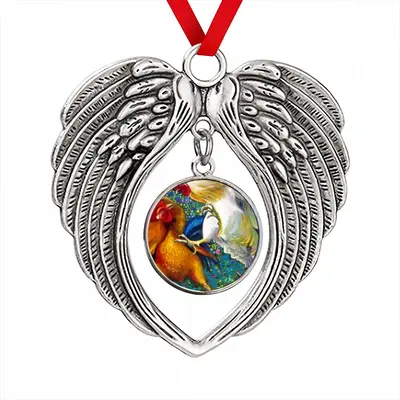 Fighting Roosters Christmas Wings Pendant