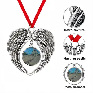 Old River Station In Syktyvkar Christmas Wings Pendant