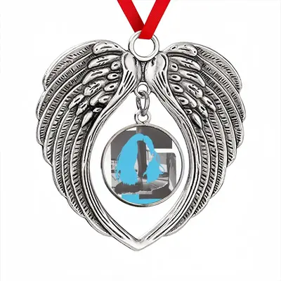 Blue Christmas Wings Pendant