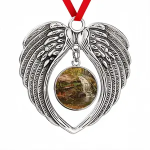 Autumn Waterfall Impasto Christmas Wings Pendant