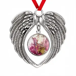 Raspberry Bloom Christmas Wings Pendant