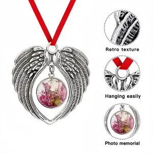 Raspberry Bloom Christmas Wings Pendant