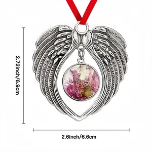 Raspberry Bloom Christmas Wings Pendant