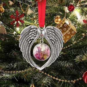 Raspberry Bloom Christmas Wings Pendant