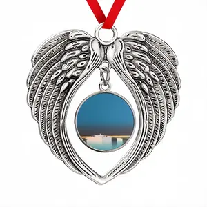 One Small Boat With Deep Blue Sky Christmas Wings Pendant