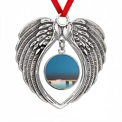 One Small Boat With Deep Blue Sky Christmas Wings Pendant