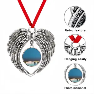 One Small Boat With Deep Blue Sky Christmas Wings Pendant