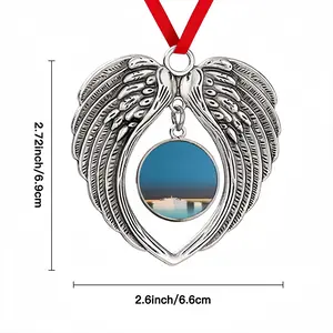 One Small Boat With Deep Blue Sky Christmas Wings Pendant