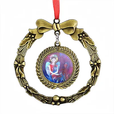 Angel With Cat Christmas Wreaths Pendant