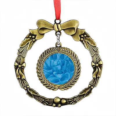 Blue Dahlia Christmas Wreaths Pendant