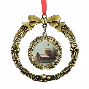 Landscape With An Old Church Christmas Wreaths Pendant