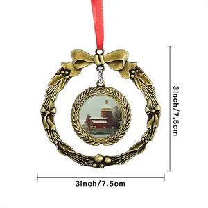 Landscape With An Old Church Christmas Wreaths Pendant