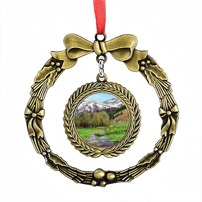 Impressionist Snow Mountains Christmas Wreaths Pendant