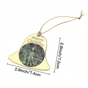 Alone With Cat Christmas Bell Pendant