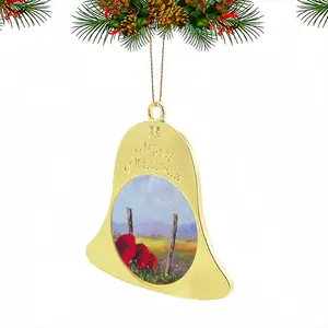 Fence Poppies Christmas Bell Pendant