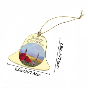 Fence Poppies Christmas Bell Pendant