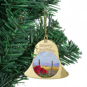 Fence Poppies Christmas Bell Pendant