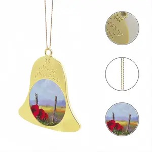 Fence Poppies Christmas Bell Pendant