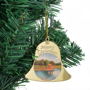 Gazebo On The Lake Christmas Bell Pendant